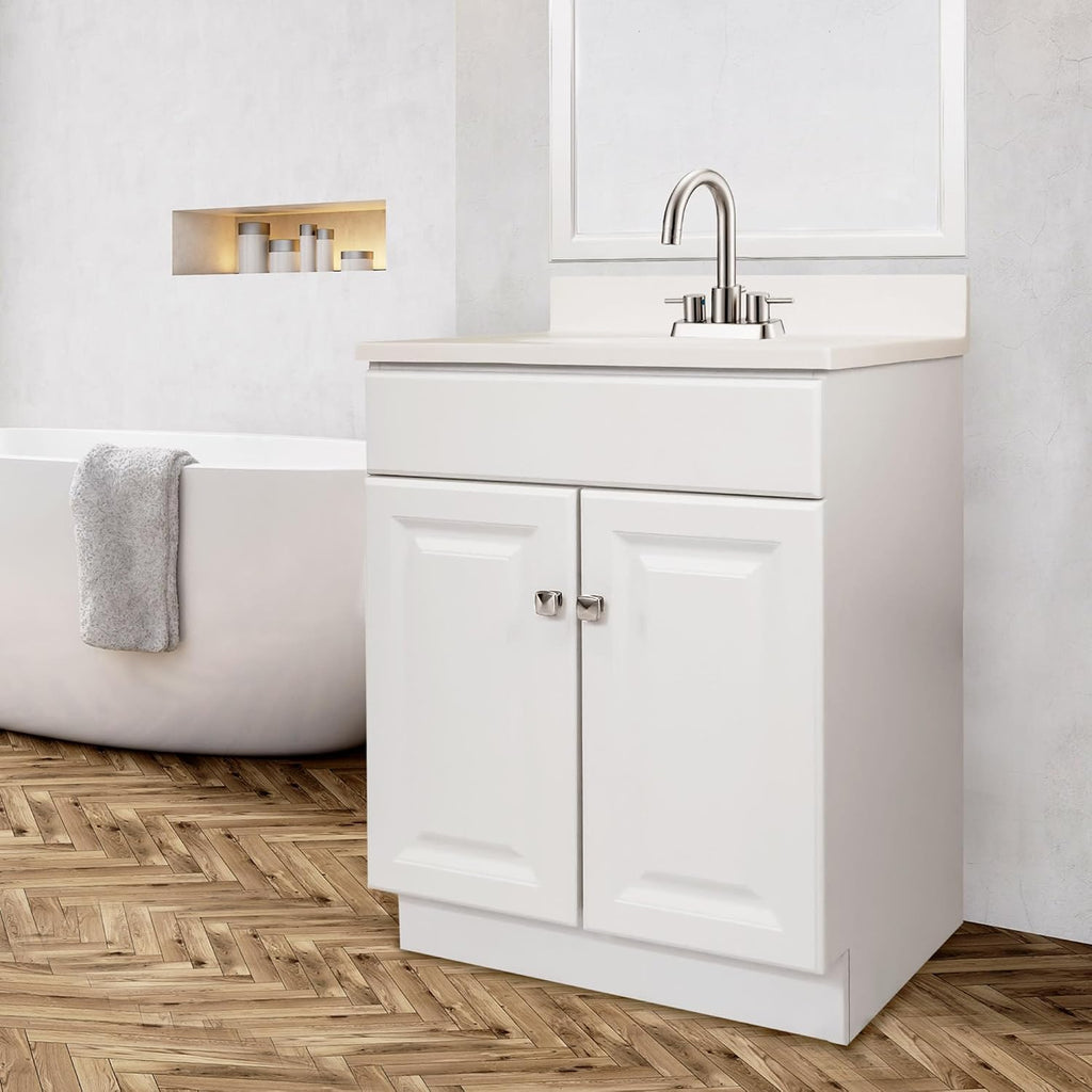 Design House Wyndham 25 Inch Bathroom Vanity with Top, Ready to Assemble, White, 591206