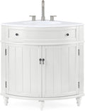 Tennant Brand 24 inch Triadsville Small Corner Bathroom Vanity with Sink and White Quartz top (White)