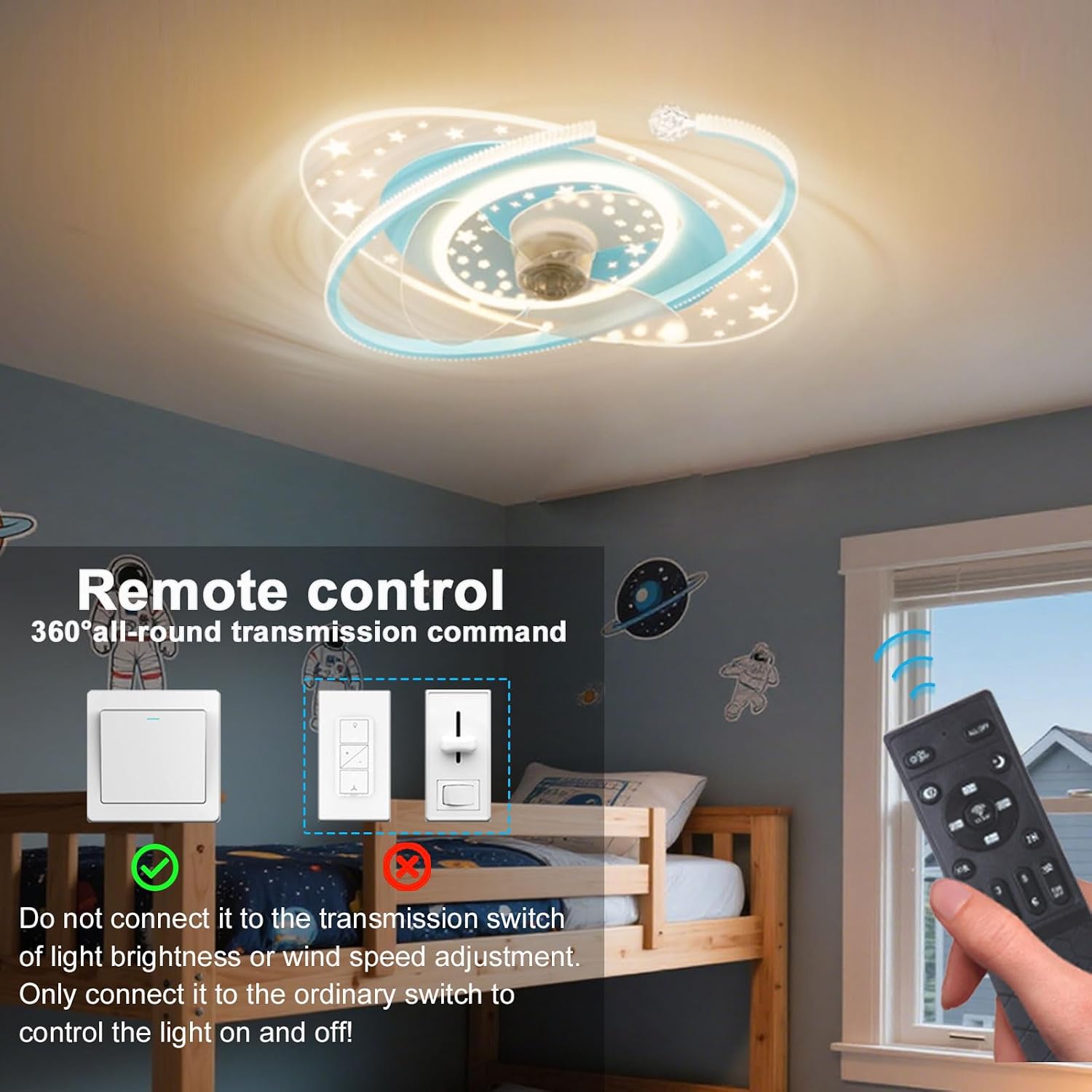 Dimmable Ceiling Lights Low Profile Flush Mount Ceiling Fan with LED Light Remote 6 Speeds Quiet Smart Ceiling Fan Light for Kids Room Bedroom Nursery Indoor
