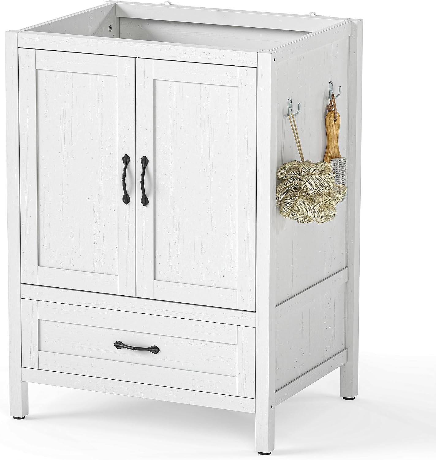 Quikraen 24 Inch Bathroom Vanities,Sink Vanity for Small Space,Adjustable Upper Storage Cabinets and Lower Drawers Modern Bathroom Vanities Excluding the Sink（White）