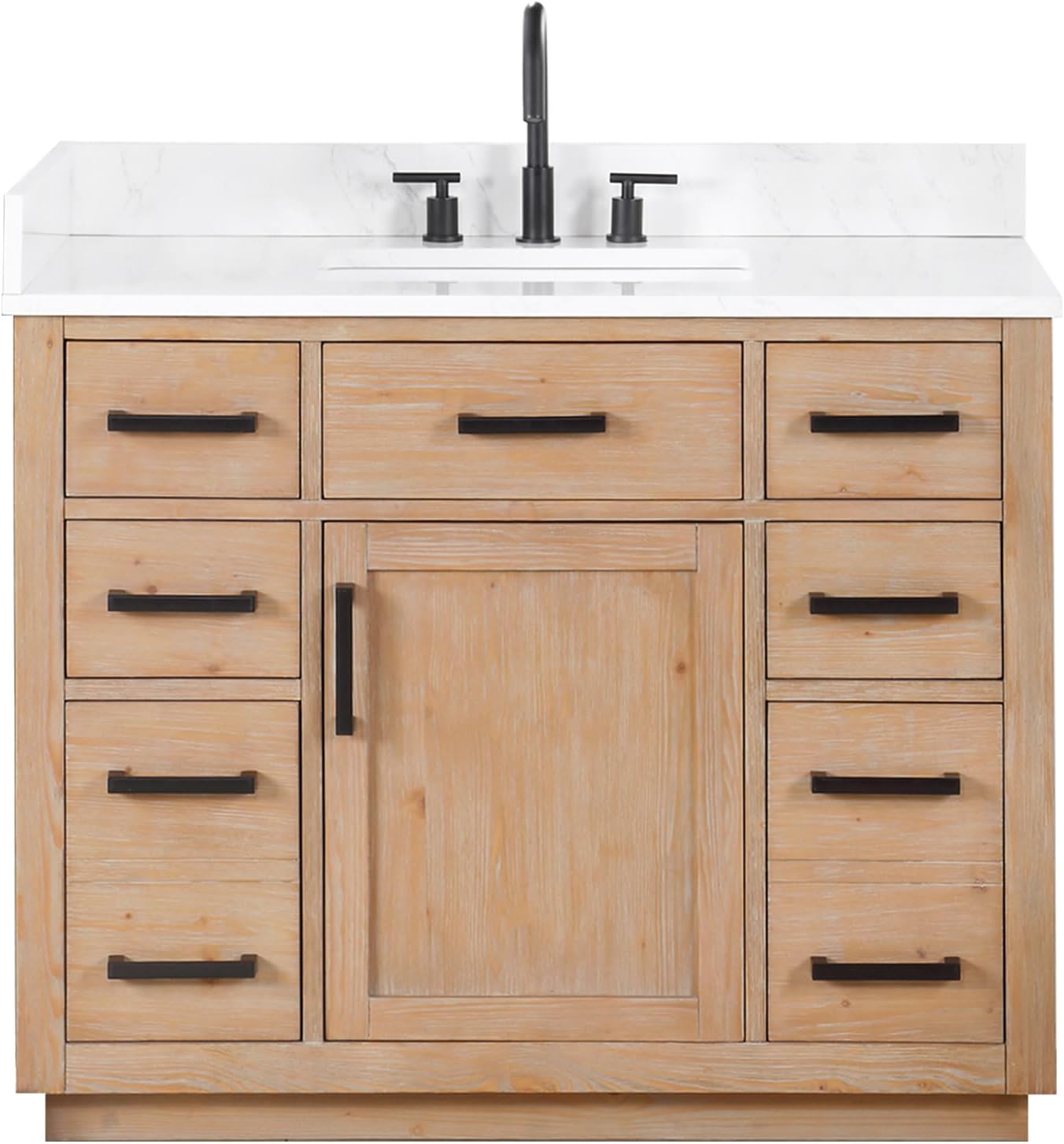 Altair Design Gavino 42' Wood Vanity in Light Brown with Composite Stone Top no Mirror