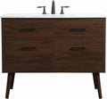 42' Bathroom Vanity, Engineered Wood (MDF/Laminate), Brown/Dark Wood