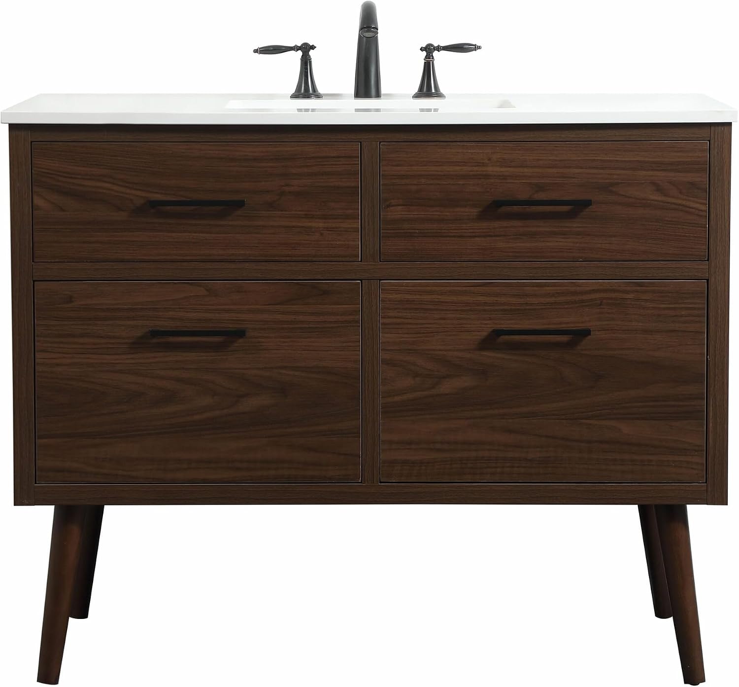 42' Bathroom Vanity, Engineered Wood (MDF/Laminate), Brown/Dark Wood