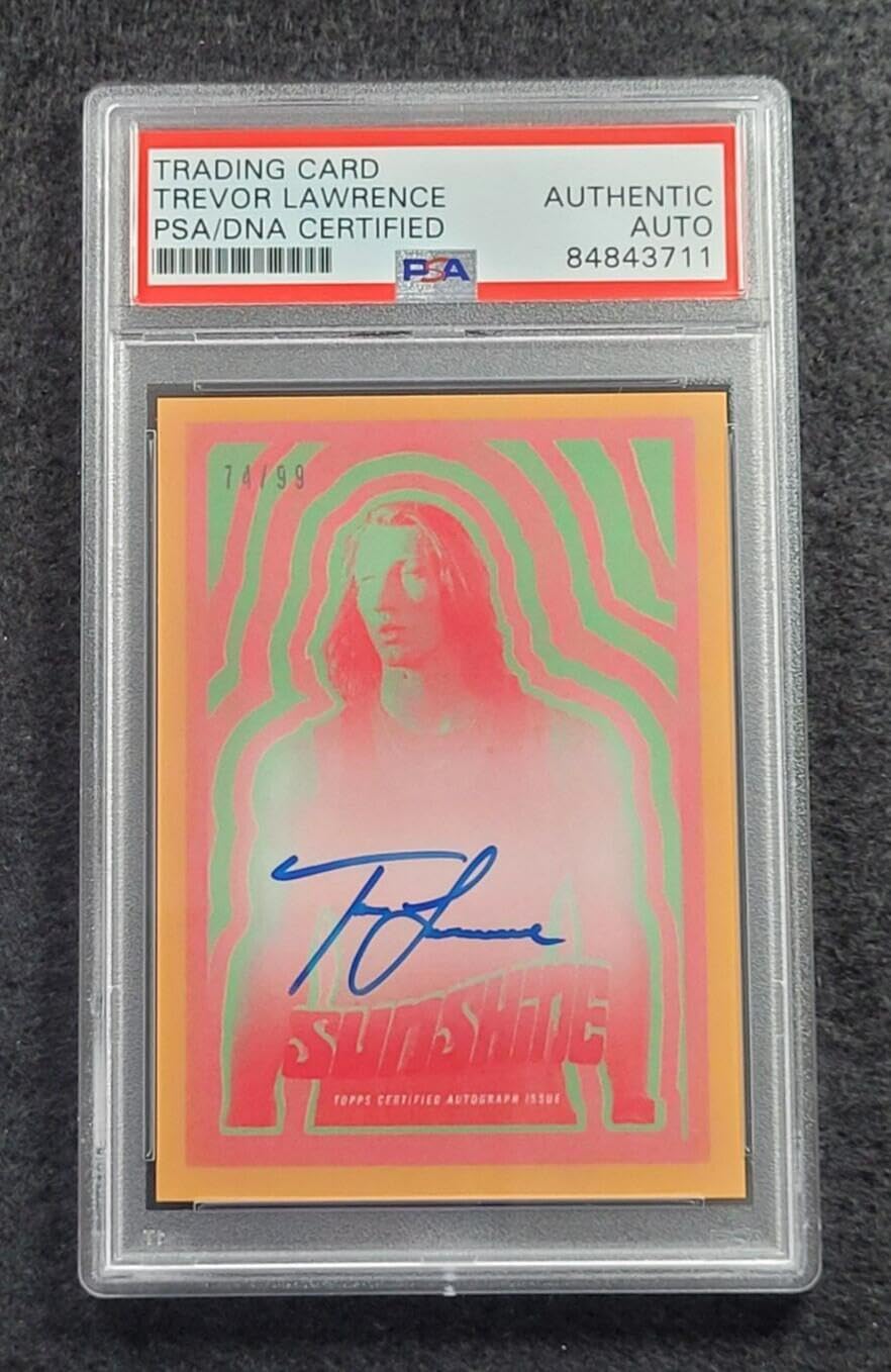2021 TREVOR LAWRENCE Signed Topps WATERMELON Football Card 74/99-JAGUARS-PSA - NFL Autographed Football Cards
