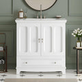 Merax 30 Inch Bathroom Vanity with Sink, Freestanding Painted Bathroom Vanity Cabinet with 2 Doors & 2 Drawers, Solid Wood Frame, Ceramic Sink