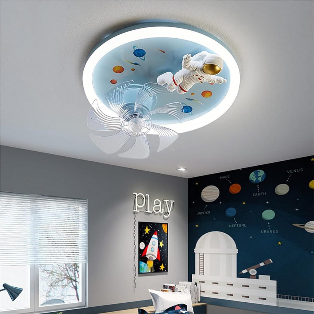 PAYAER 72W Astronaut Ceiling Fan with Light, Modern Flush Mount LED Chandelier, Low Profile Invisible Fan Light for Kids Room, Boys & Girls Bedroom Decor