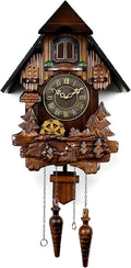 Wall Clock Outdoor Clock,Hand-Carved Cuckoo Clock Black Forest House with Music & Night Mode,Carved Wood Decorations,Brown Art Home Decor Silent Wall Clocks