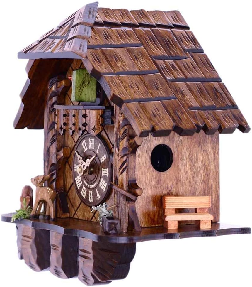 10' Quartz 12 Melody Cuckoo Clock with Hand-Carved case and Feeding Deer