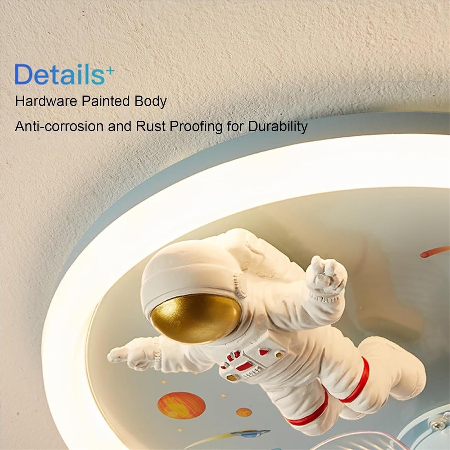 PAYAER 72W Astronaut Ceiling Fan with Light, Modern Flush Mount LED Chandelier, Low Profile Invisible Fan Light for Kids Room, Boys & Girls Bedroom Decor