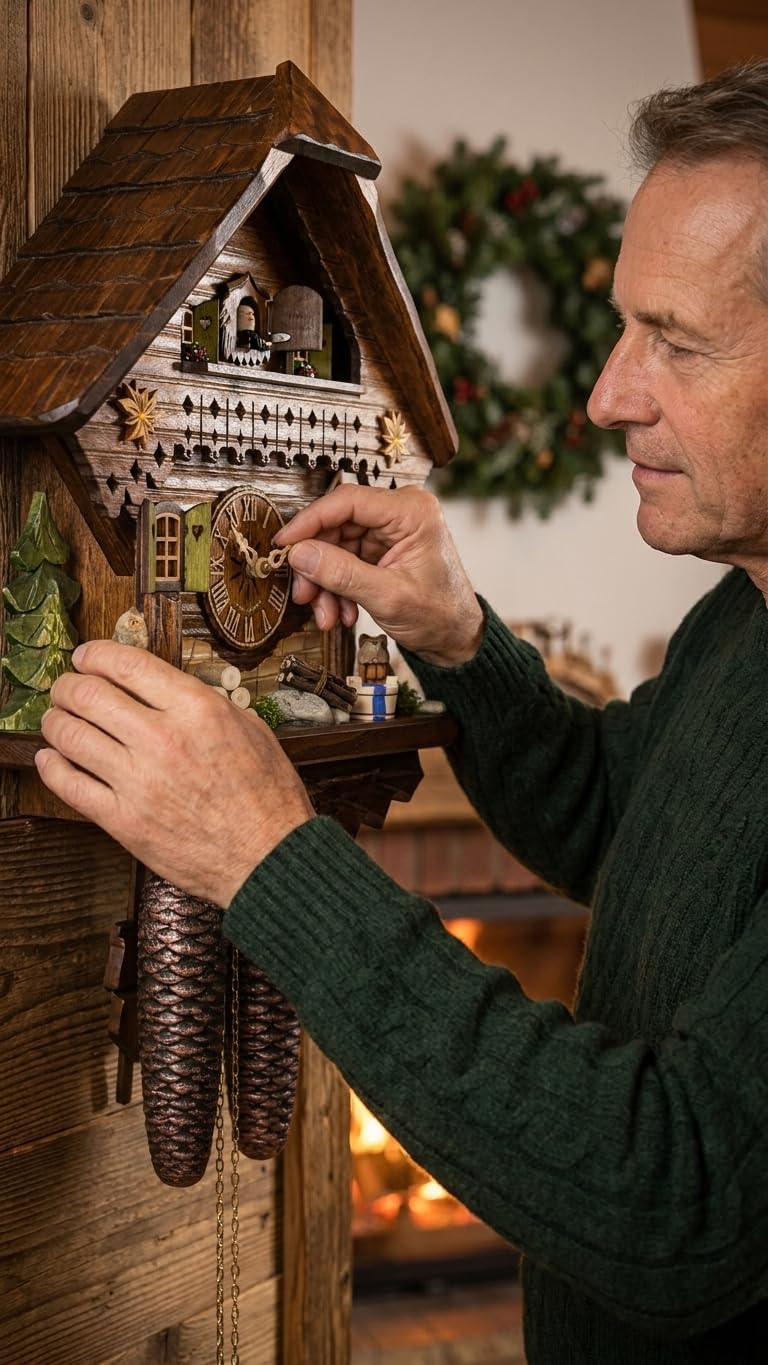 Cuckoo-Palace German Cuckoo Clock - Summer Meadow Chalet with 8-Day-Movement - 13 1/3 inches Height