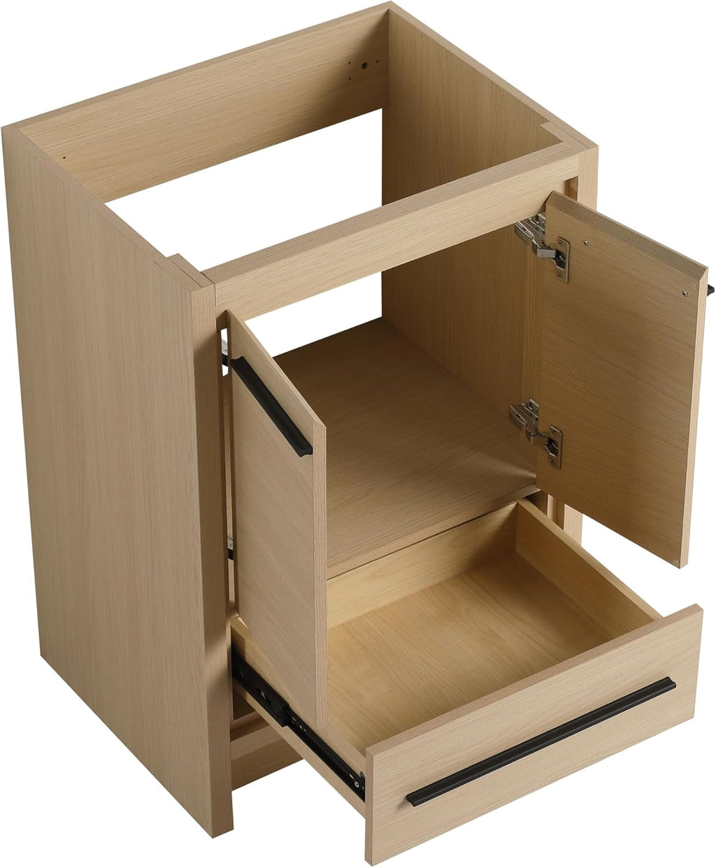 24 Inch Bathroom Vanity Without Sink, 24' Freestanding Vanity Without Sink Top, Sturdy Plywood Wooden Cabinet and 1 Drawer with Stainless Steel Slide Rails, Modern Floor-Standing Cabinet