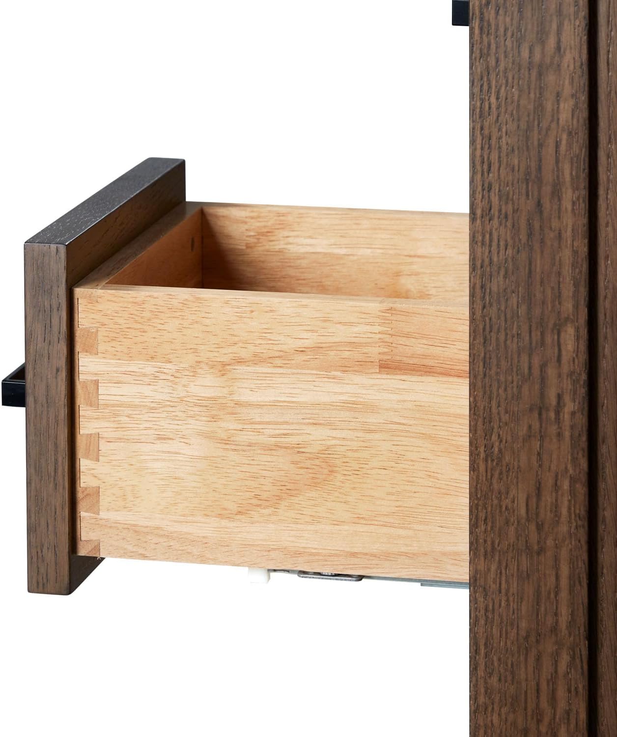 ARIEL Cambridge 42-inch Bathroom Vanity with Sink,Solid Wood, 1.5-inch Carrara White Quartz Countertop, Single Rectangular Porcelain Sink, 2 Soft Closing Doors, 9 Dovetail Drawers, Brown Oak