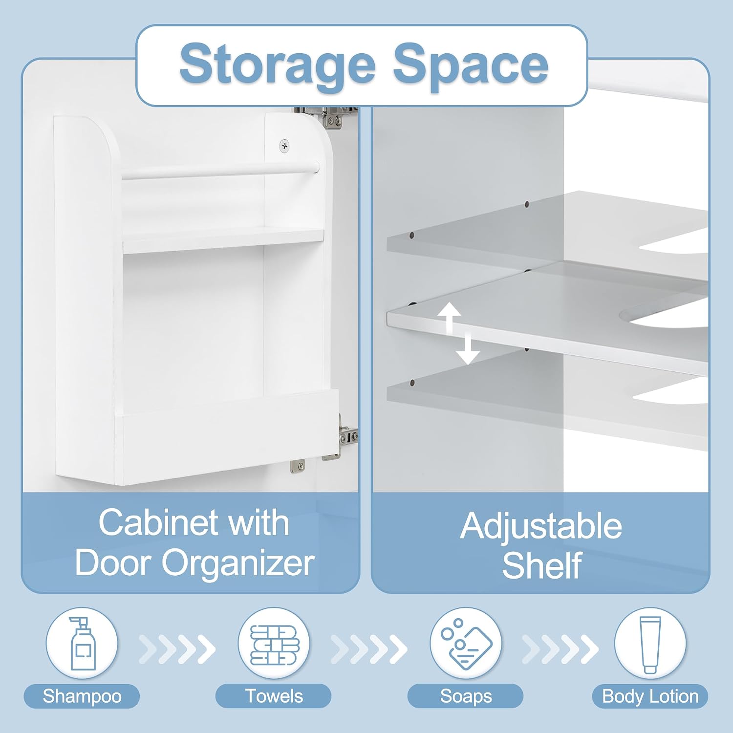 Harper & Bright Designs 18' Bathroom Vanity with Sink, Free Standing Single Basin Vanity Set with Adjustable Shelf & Storage Rack, Solid Wood Bathroom Cabinet with Ceramic Basin for Bathroom, White