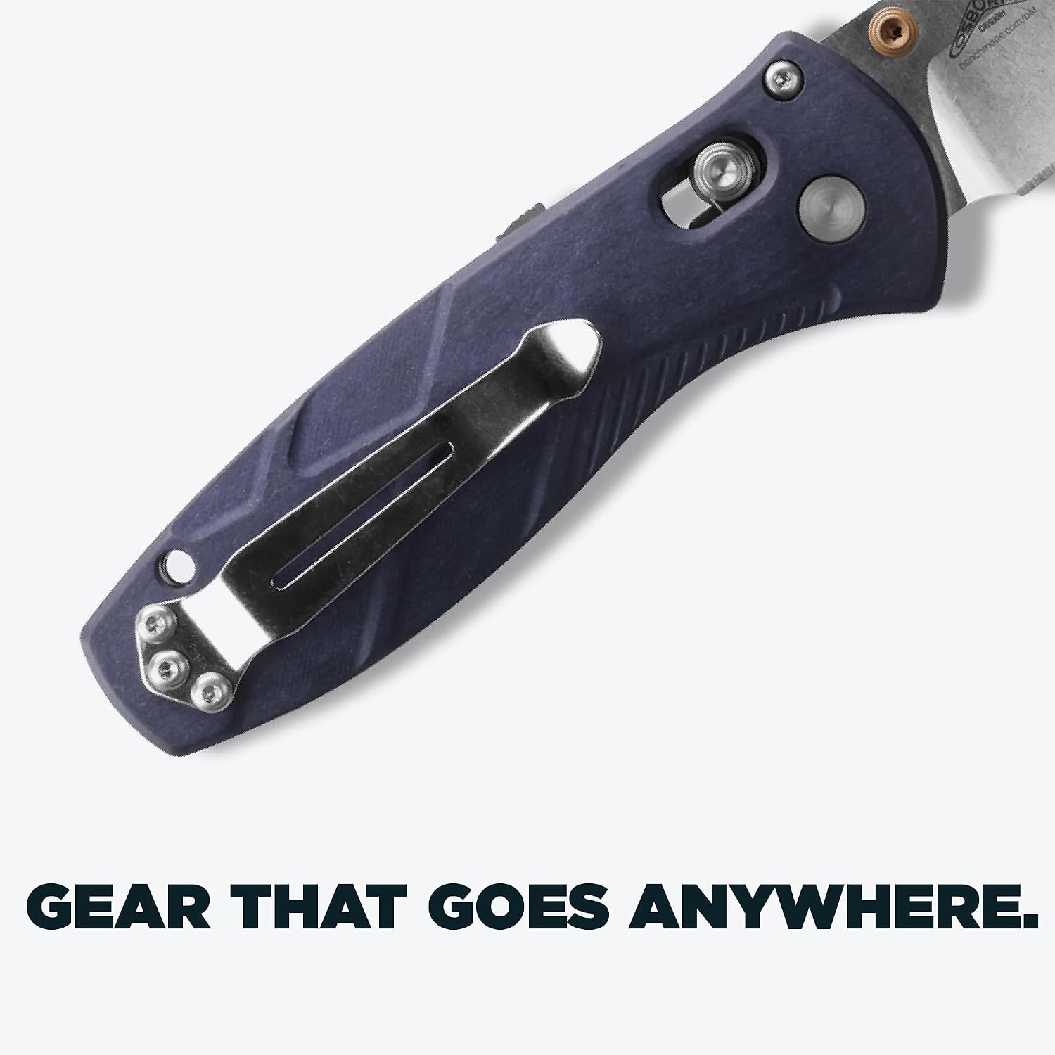 Benchmade - Mini Barrage 585 EDC Knife, Drop-Point Blade Blue Canyon Richlite Handle (585-03)