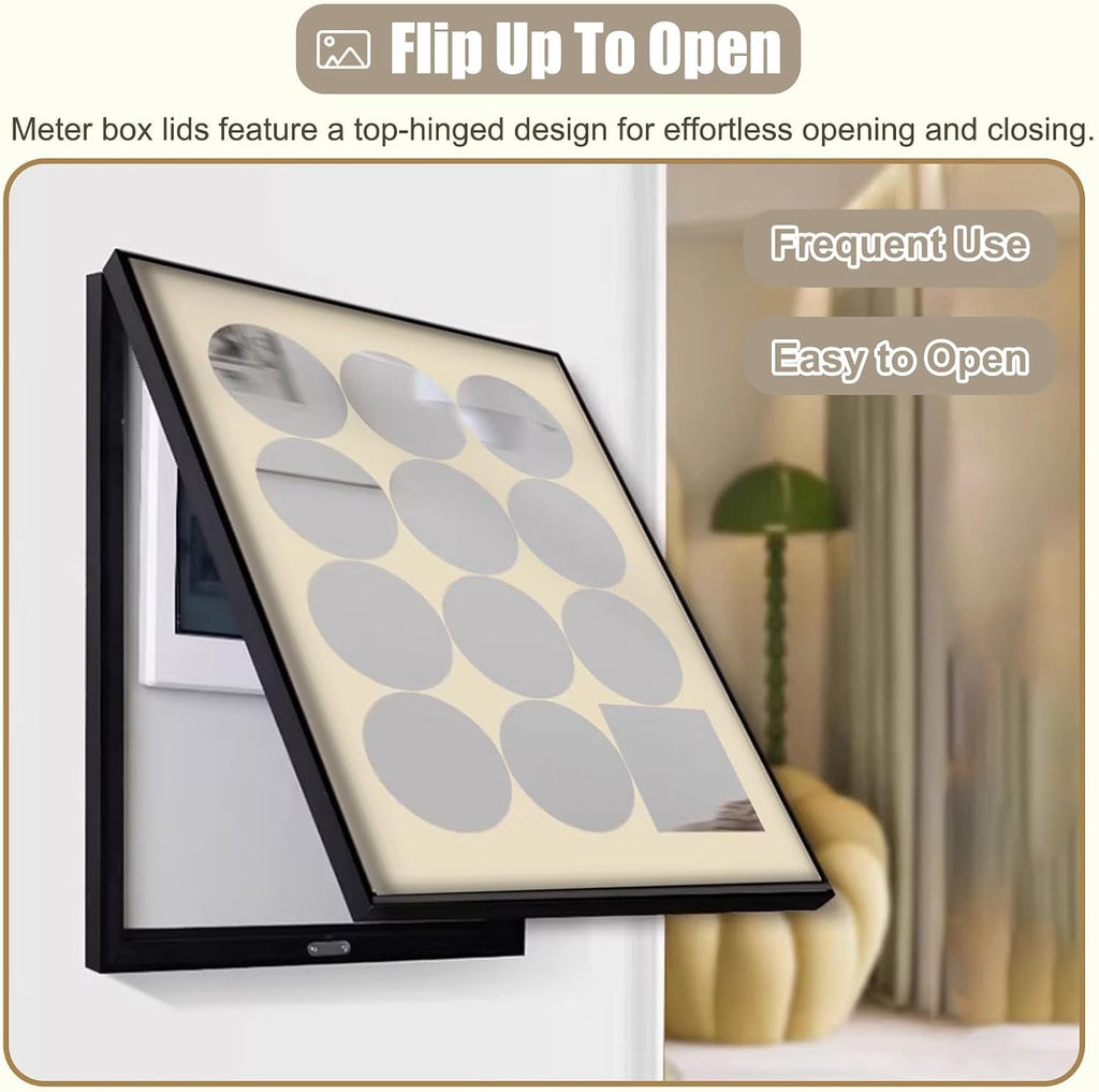 Circuit Breaker Box Cover Decorative Mirror, Wall Mounted Electricity Meter Box Cover for Outdoor/Indoor, Vertical Hide Alarm Electric Panel(Beige,32x20cm(12 5/8x7 7/8in))