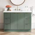 ARIEL Milan 48-inch Bathroom Vanity with Sink,Solid Wood, 1.5-inch Pure White Quartz Countertop, Single Rectangular Porcelain Sink, Soft Closing Doors, Dovetail Drawers, Vintage Green