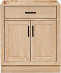 ARIEL Hepburn 30-inch Bathroom Vanity Base Cabinet,Solid Wood, 2 Soft Closing Doors, 1 Dovetail Drawers, White Oak