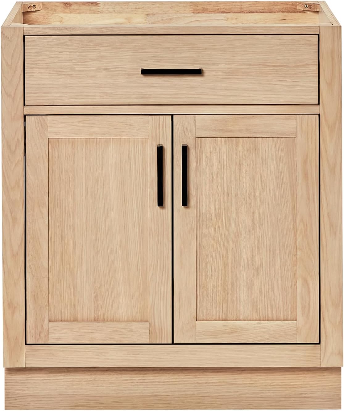 ARIEL Hepburn 30-inch Bathroom Vanity Base Cabinet,Solid Wood, 2 Soft Closing Doors, 1 Dovetail Drawers, White Oak