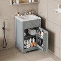 Harper & Bright Designs 20' Bathroom Vanity with Sink, Free Standing Single Basin Vanity Set with Soft Closing Door and Storage Rack, Solid Wood Bathroom Cabinet with Ceramic Basin for Bathroom, Grey