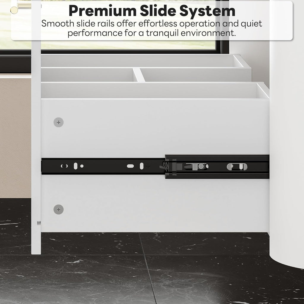 LIKIMIO 30' Bathroom Vanity with Sink, Floating Bathroom Vanity with 1 Drawer, Engineered Stone Countertop with Undermount Ceramic Sink, Wall Mounted Bathroom Vanity, Gold Handle, Easy Assembly, White