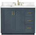 Gazsi 42' Wood Vanity in Charcoal Blue with Composite Stone Top Without Mirror