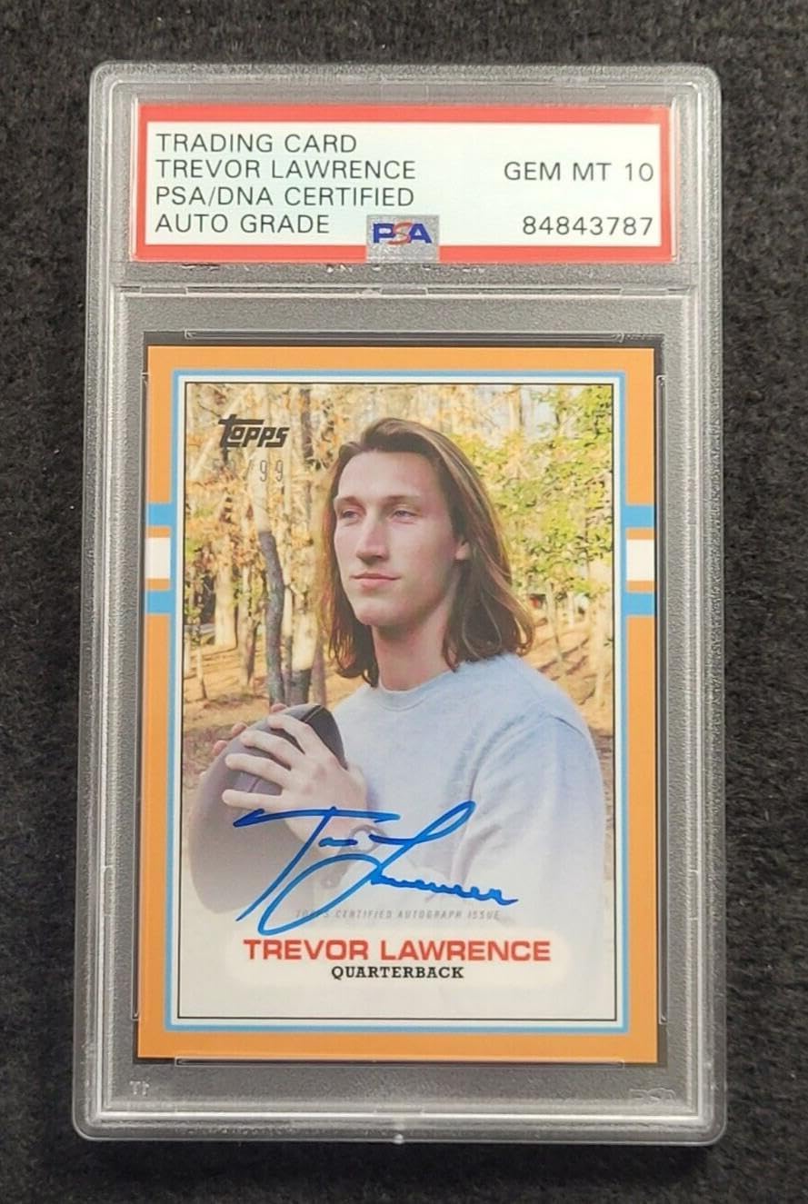 2021 TREVOR LAWRENCE Signed Topps 1989 Football Card 59/99-JAGUARS-PSA 10 Auto - NFL Autographed Football Cards