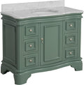 Kitchen Bath Collection Katherine 42-inch Bathroom Vanity (Carrara/Sage Green): Includes Sage Green Cabinet with Authentic Italian Carrara Marble Countertop and White Ceramic Sink