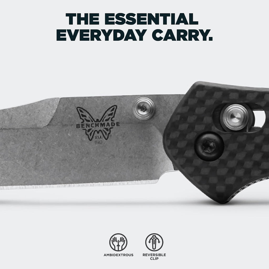 Benchmade - Osborne, Every Day, Outdoor, Folding Knife, Reverse Tanto Blade with Black Carbon Fiber Handle (940-1)