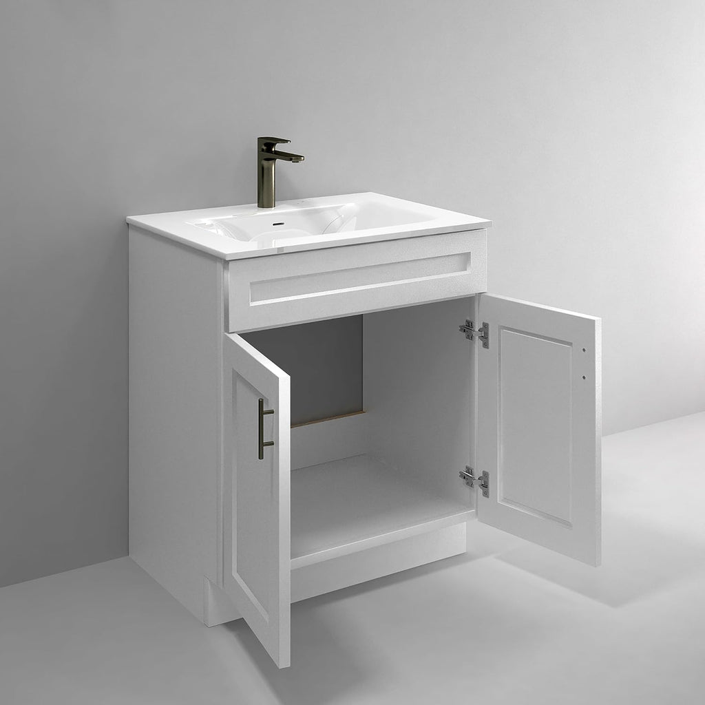 La Royal White Shaker Sink Base Bathroom Vanity Ready-to-Assemble Cabinet 30' Width