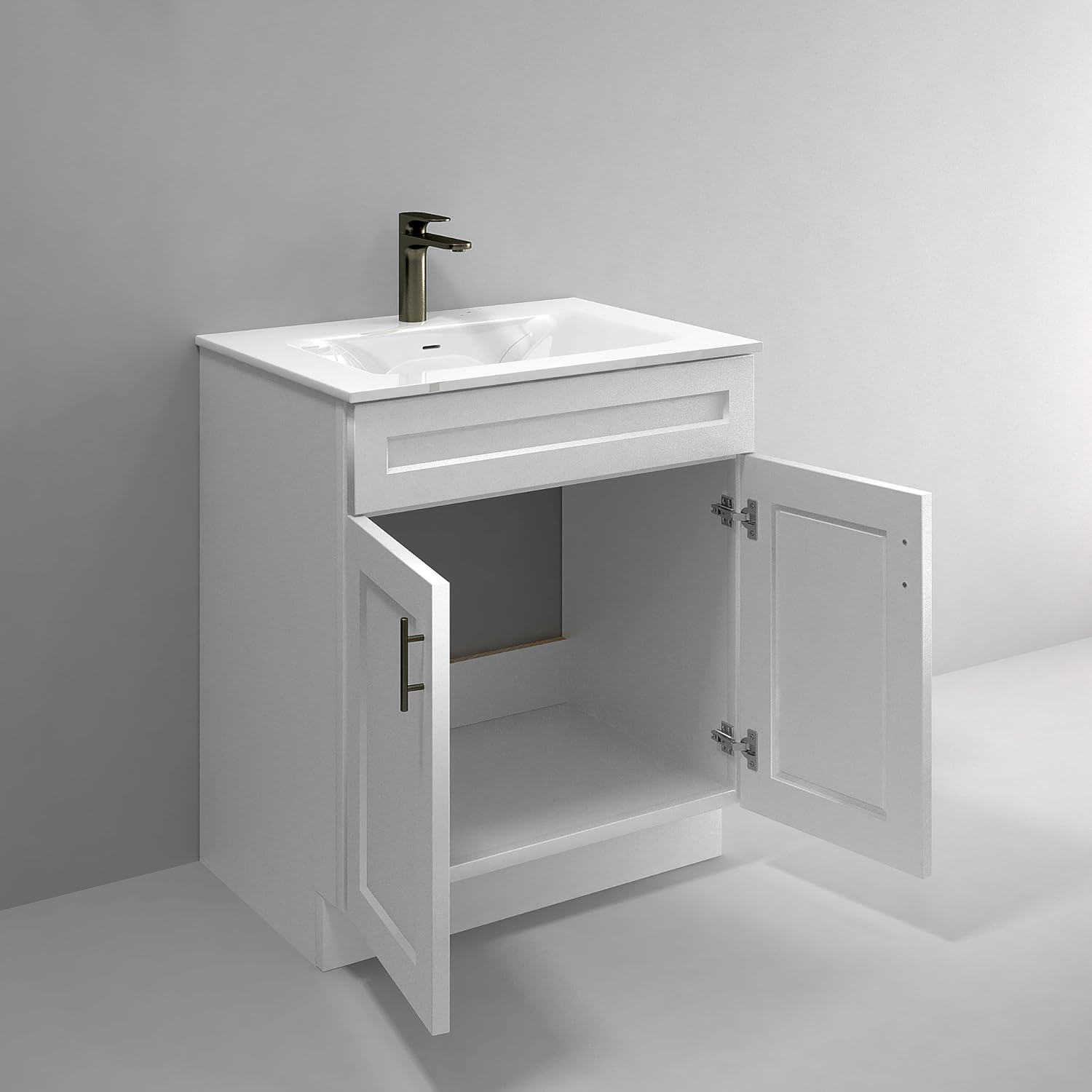 La Royal White Shaker Sink Base Bathroom Vanity Ready-to-Assemble Cabinet 30' Width