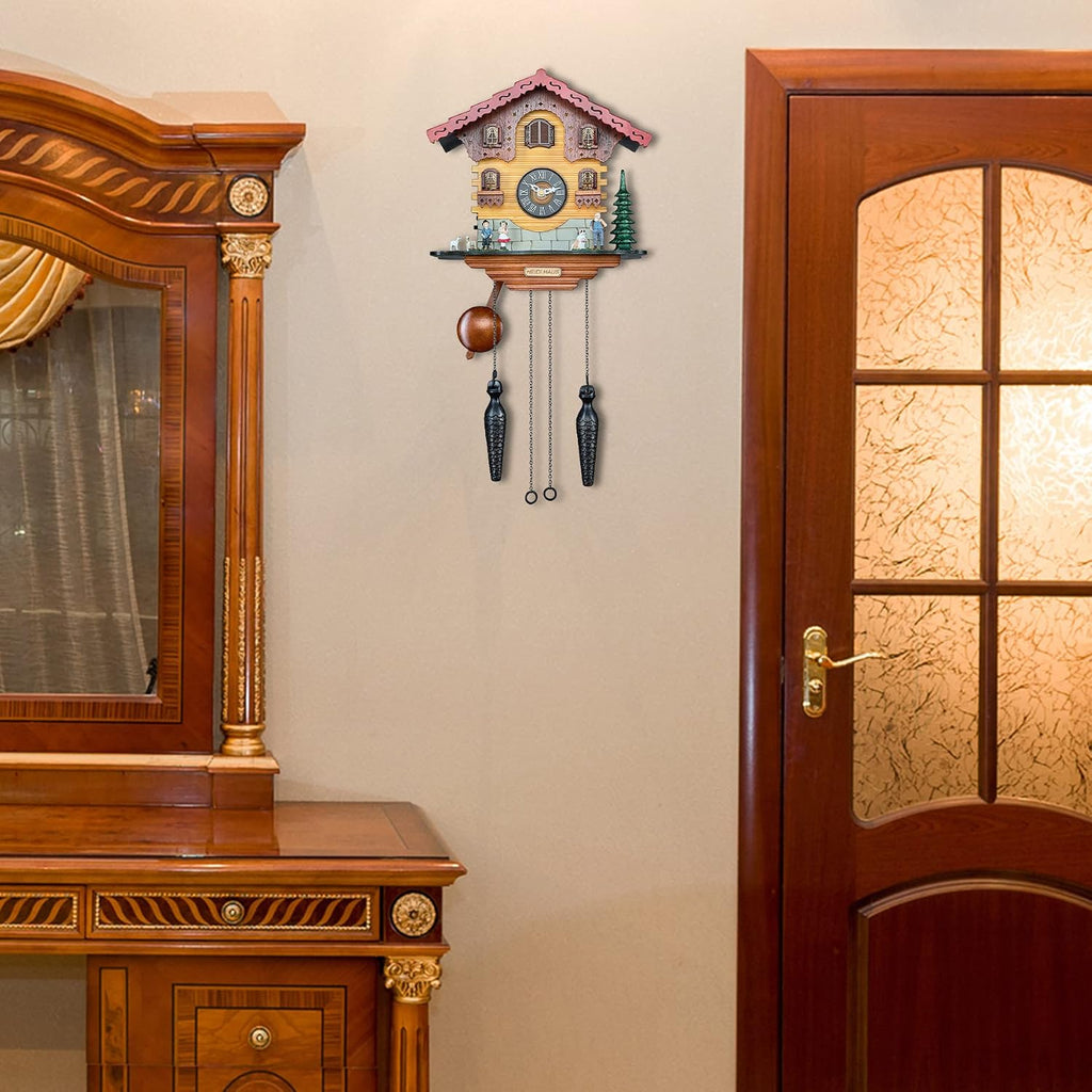 TIMEGEAR Cuckoo Wall Clock with Quartz Movement and Night Mode in Traditional German Style