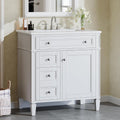 Tribesigns 30-Inch Bathroom Vanity with Sink, Modern Bathroom Sink Cabinet with 3 Drawers & 2 Doors, Bath Storage Vanity Sink with Metal Handles, Solid Wood Frame, Paint Surface White