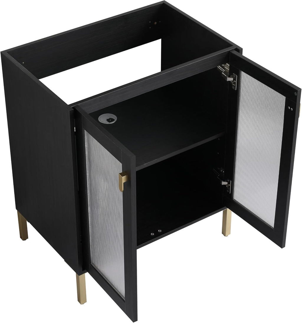 Malwee 28 Inch Freestanding Bathroom Vanity with Sink, 28'' Floor Standing Bathroom Vanity, Modern Vanity with 2 Doors and White Ceramic Basin Sink Top (083-28)