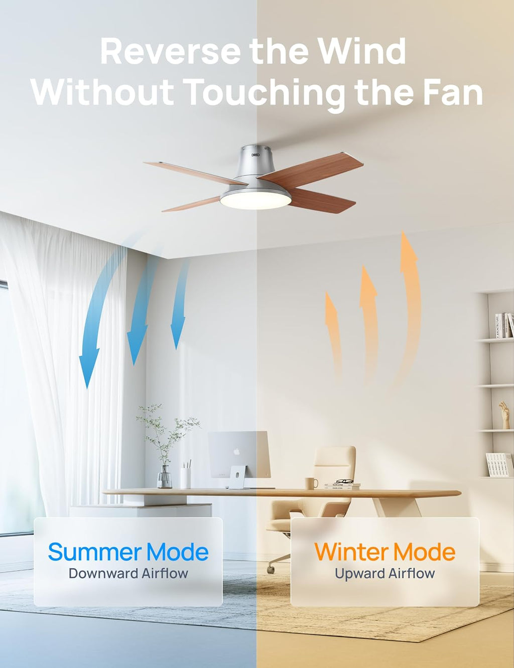 DREO Ceiling Fans with Lights and Remote, 44 inch Low Profile Sliver Ceiling Fan, Reversible, 5CCT, 6-Level Dimmable, 6 Speeds Bedroom Ceiling Fan, Quiet, Easy to Install, Timer, Flush Mount