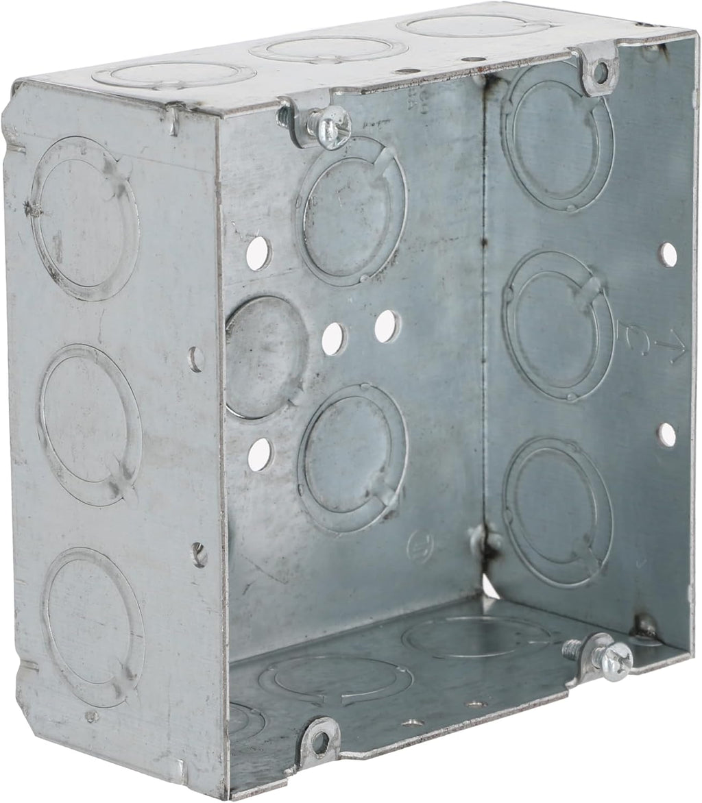 RACO 8257SP 4-11/16 in. Welded Square Box, 2-1/8 in. Deep with One 1/2 in. KO & Fifteen TKO's, Raised Ground, Gray (Pack of 20)