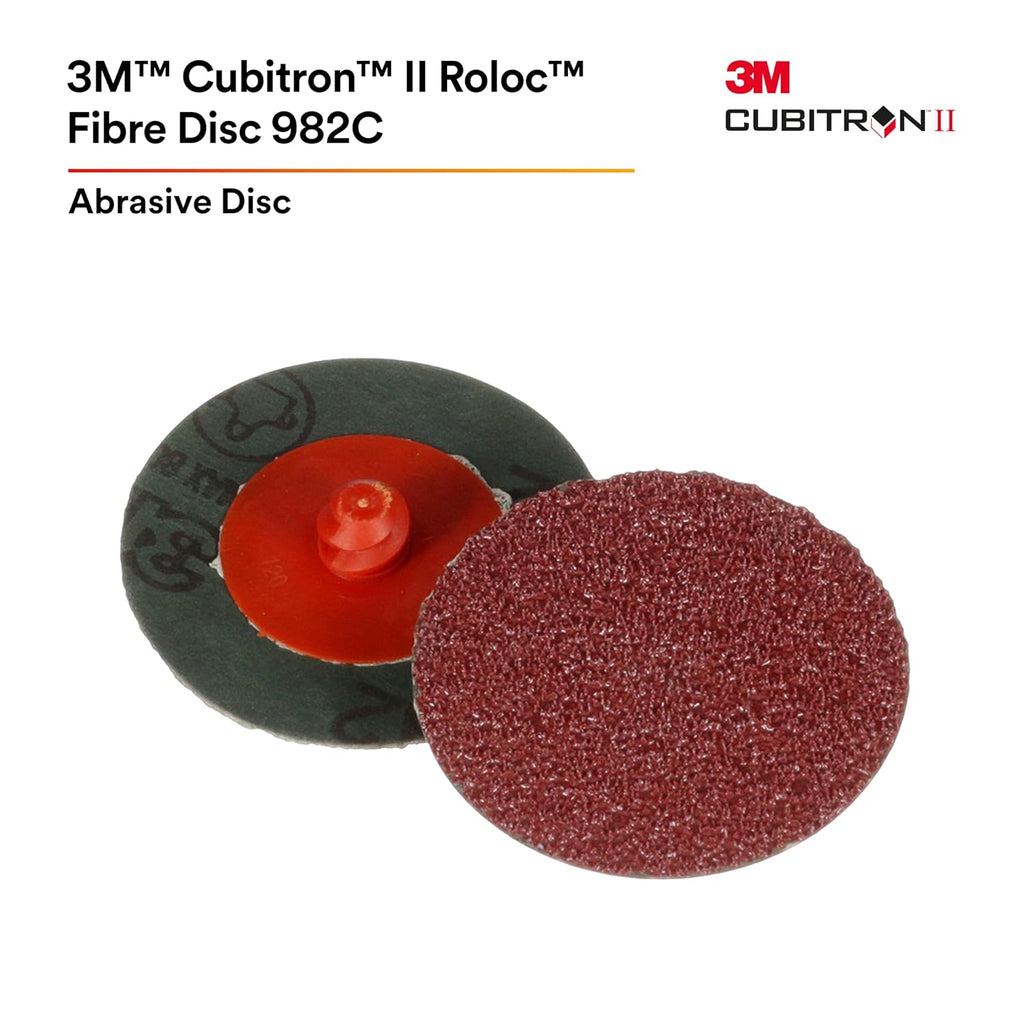 3M™ Cubitron™ II Roloc™ Fibre Disc 982C, 36+, TR+, Red, 2 in, Die R200P, 1000 ea/Case