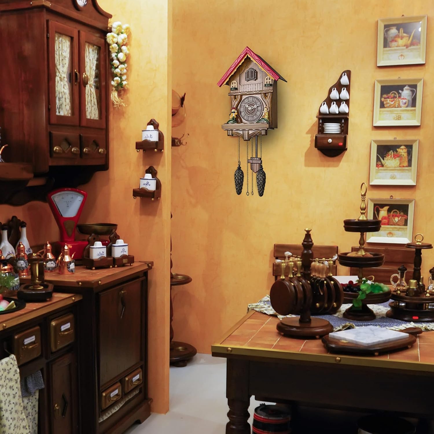 TIMEGEAR Cuckoo Clock with Night Mode and Quartz Movement in Traditional German Style