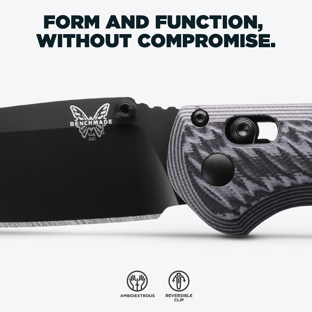 Benchmade - Freek Outdoor EDC Knife, Drop-Point Blade with Gray/Black G10 Handle (560BK-1)