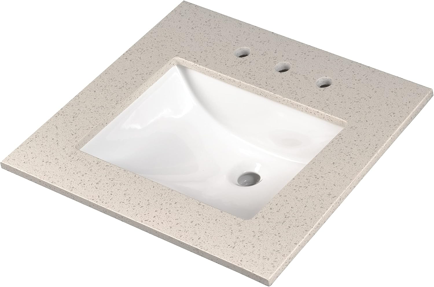 MSI Iced White Vanity Top with Under Mount Rectangle Ceramic Sinks, Engineered Marble Stone, 4' CC Faucet Holes, 31'X22'