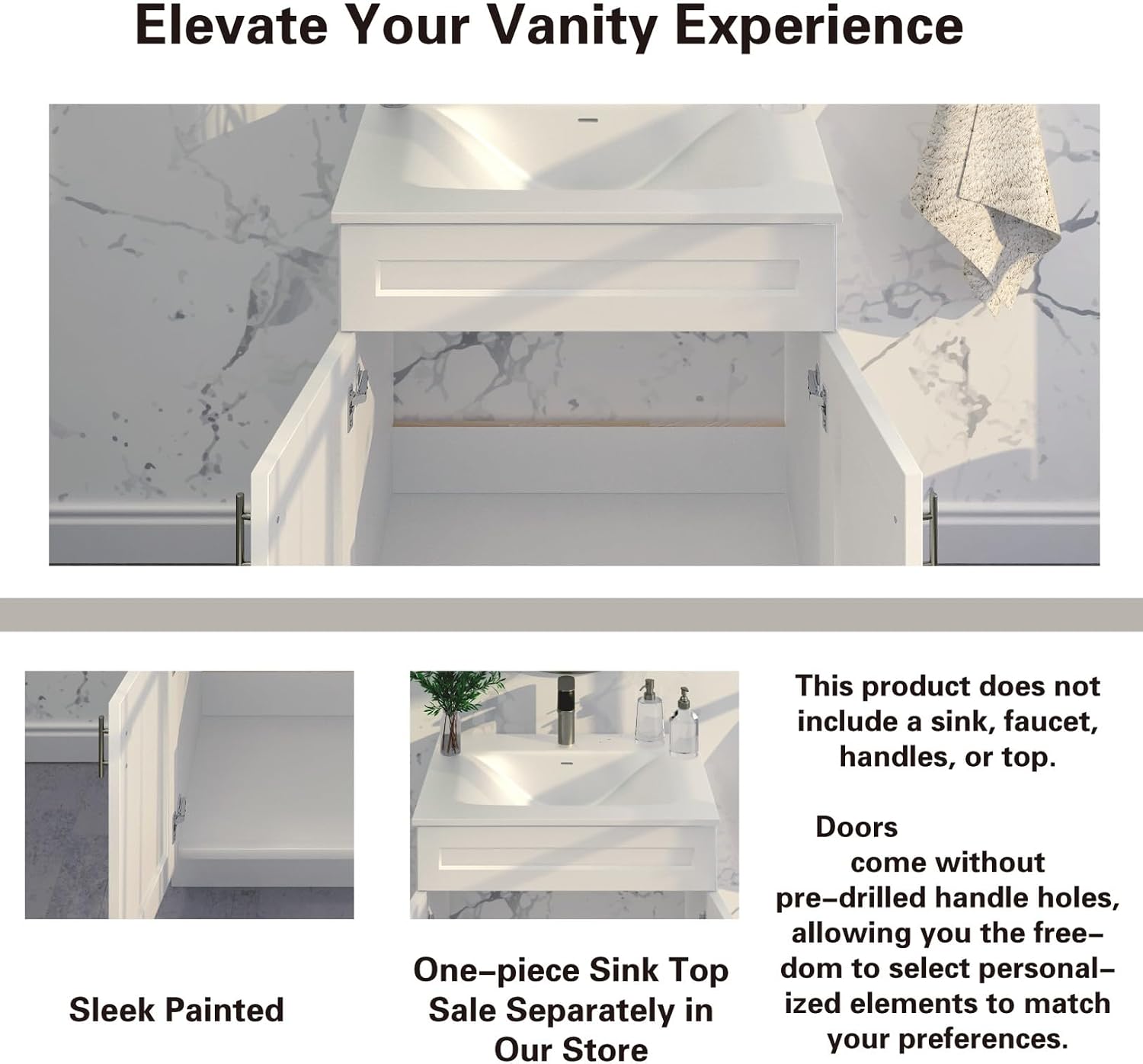 La Royal White Shaker Sink Base Bathroom Vanity Ready-to-Assemble Cabinet 30' Width