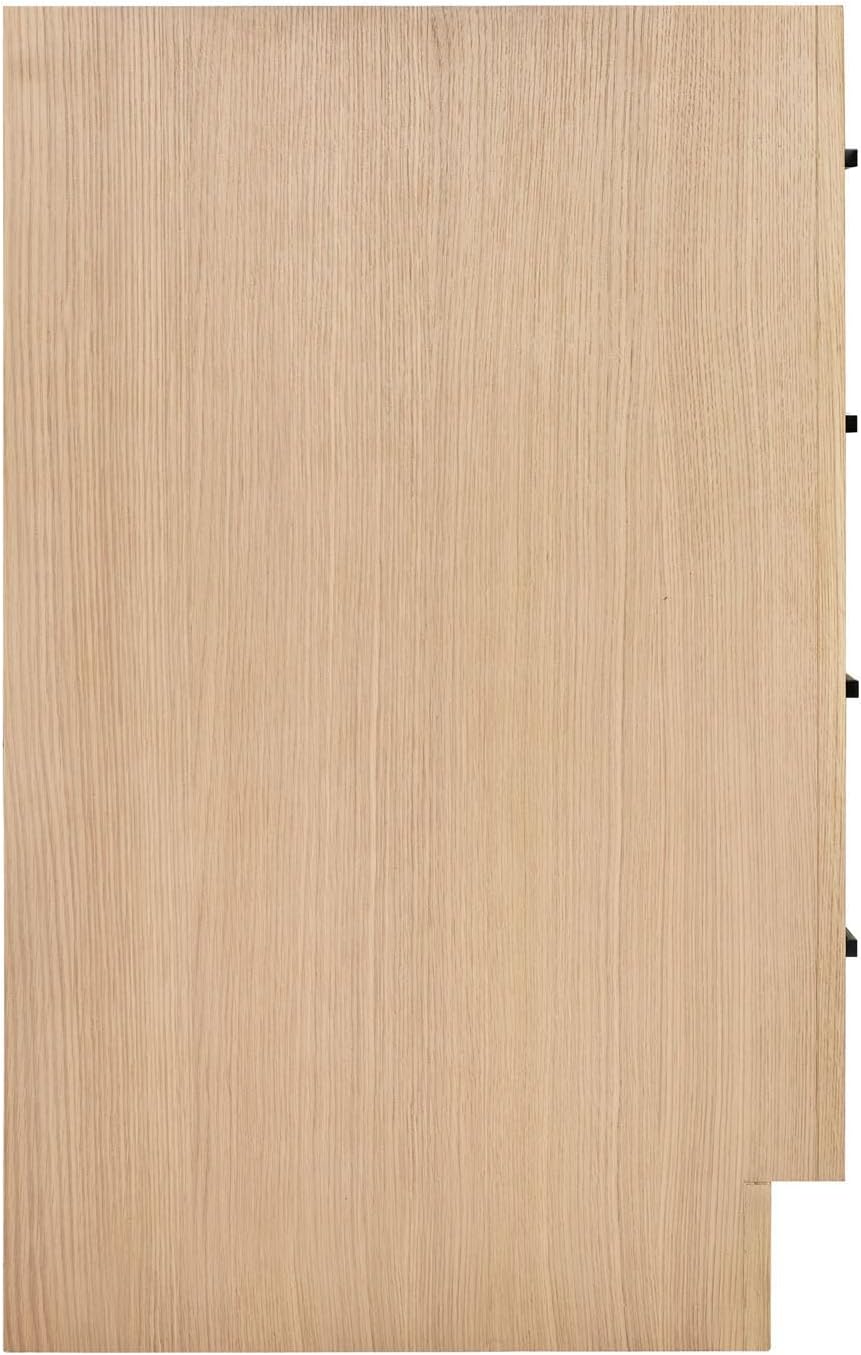 ARIEL Hepburn 36-inch Bathroom Vanity Base Cabinet,Solid Wood, 2 Soft Closing Doors, 5 Dovetail Drawers, White Oak