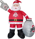 Logo Brands NCAA Ohio State Buckeyes 7ft Inflatable Santa – Easy Inflation with 12V Blower, LED Lights for Indoor/Outdoor Fun