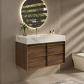 36 Inch Floating Bathroom Vanity with Sink Combo, Modern Sintered Stone Top Wood Bathroom Storage Cabinet, Ceramic Single Sink Vanity, Pre-Assembled with Drawers