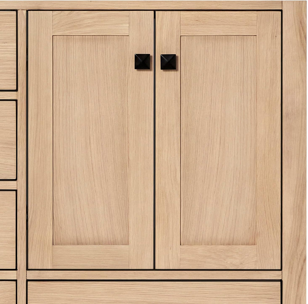 ARIEL Cambridge 66-inch Bathroom Vanity with Sink,Solid Wood, 1.5-inch Italian Carrara Marble Countertop, Double Oval Porcelain Sink, 4 Soft Closing Doors, 6 Dovetail Drawers, White Oak