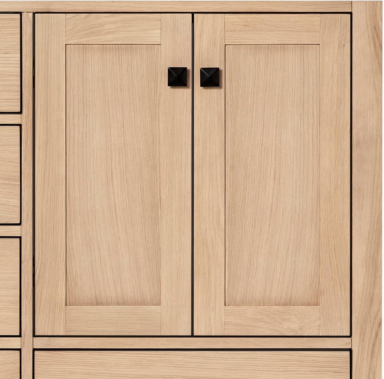 ARIEL Cambridge 66-inch Bathroom Vanity with Sink,Solid Wood, 1.5-inch Italian Carrara Marble Countertop, Double Oval Porcelain Sink, 4 Soft Closing Doors, 6 Dovetail Drawers, White Oak