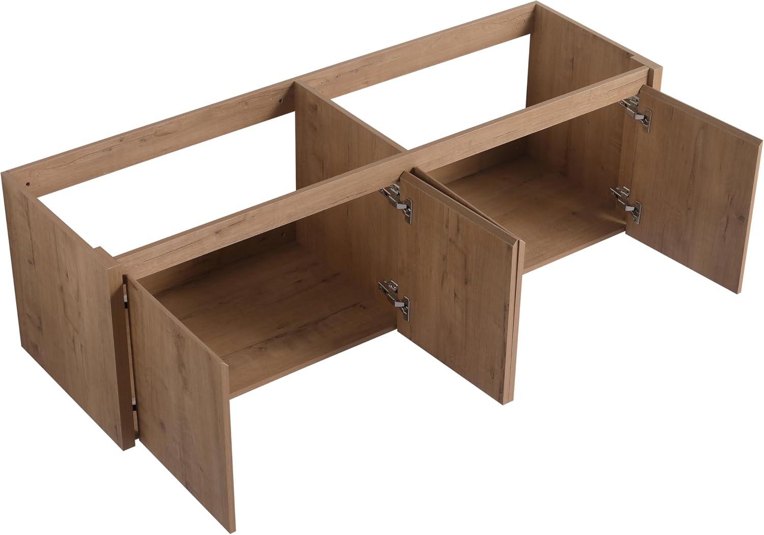 60' Floating Bathroom Vanity,60 Inch Bathroom Vanity Without Top Sink,Modern Floating Vanity Cabinet,Brown Wall Mounted Cabinet with Soft Closing Doors,Plywood(Sink Basin Not Included)