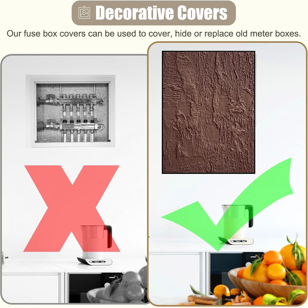 Replacement Ectrical Panel Cover with Screws, Decorative Breaker Box Plate Cover Plate for Circuit Box/Meter Box, Stone Texture Circuit Breaker Panel(Light Coffee,60x80cm(23 5/8x31 1/2in))