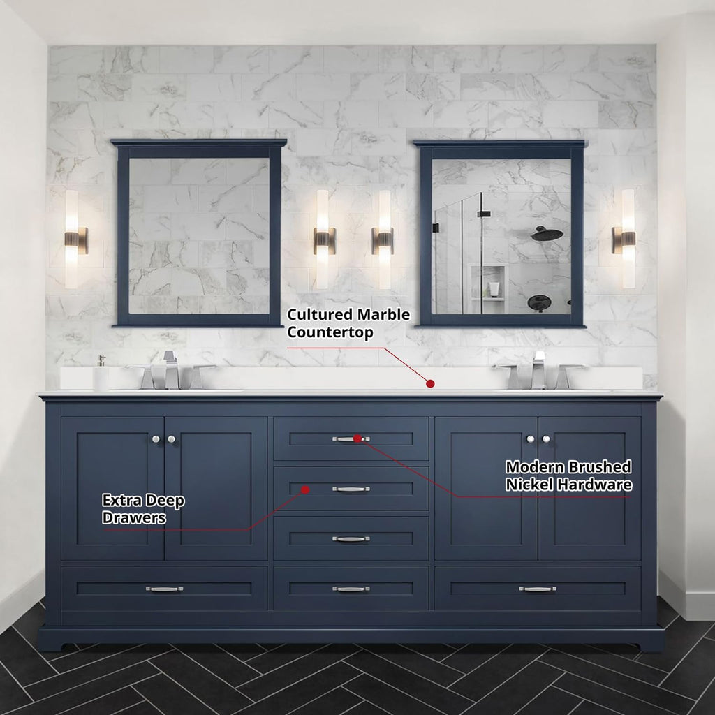 Dukes 80 in. W x 22 in. D Navy Blue Double Bath Vanity and Cultured Marble Top