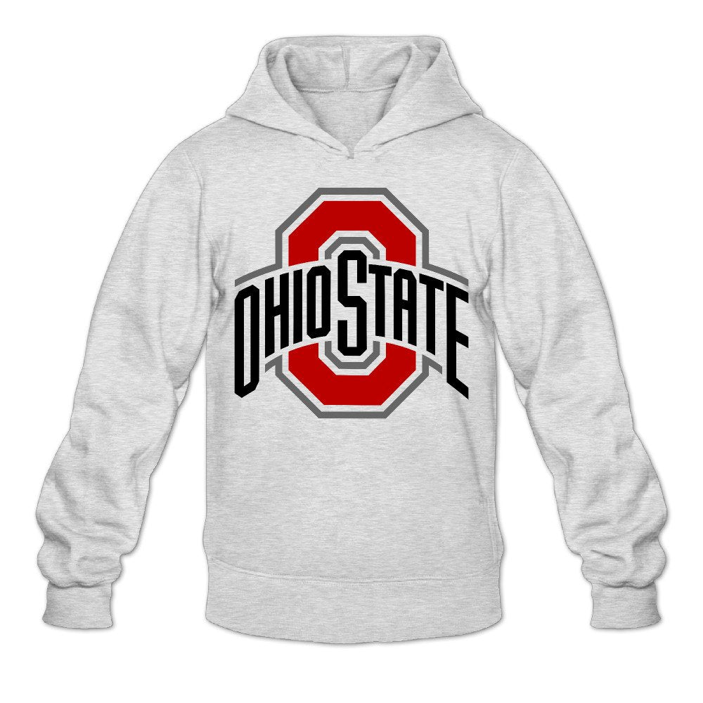 Men's Ohio State Buckeyes 100% Cotton Long Sleeve Hoodies Sweater Ash Size XL