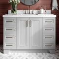 ARIEL Taylor 48-inch Bathroom Vanity with Sink,Solid Wood, 1.5-inch Pure White Quartz Countertop, Single Rectangular Porcelain Sink, 2 Soft Closing Doors, 9 Dovetail Drawers, Satin Brass, Grey